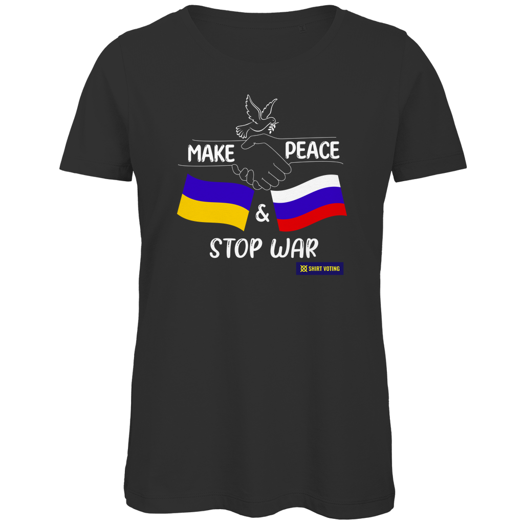 Damen Premium Bio T-Shirt Make Peace UA & RU