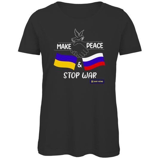 Damen Premium Bio T-Shirt Make Peace UA & RU