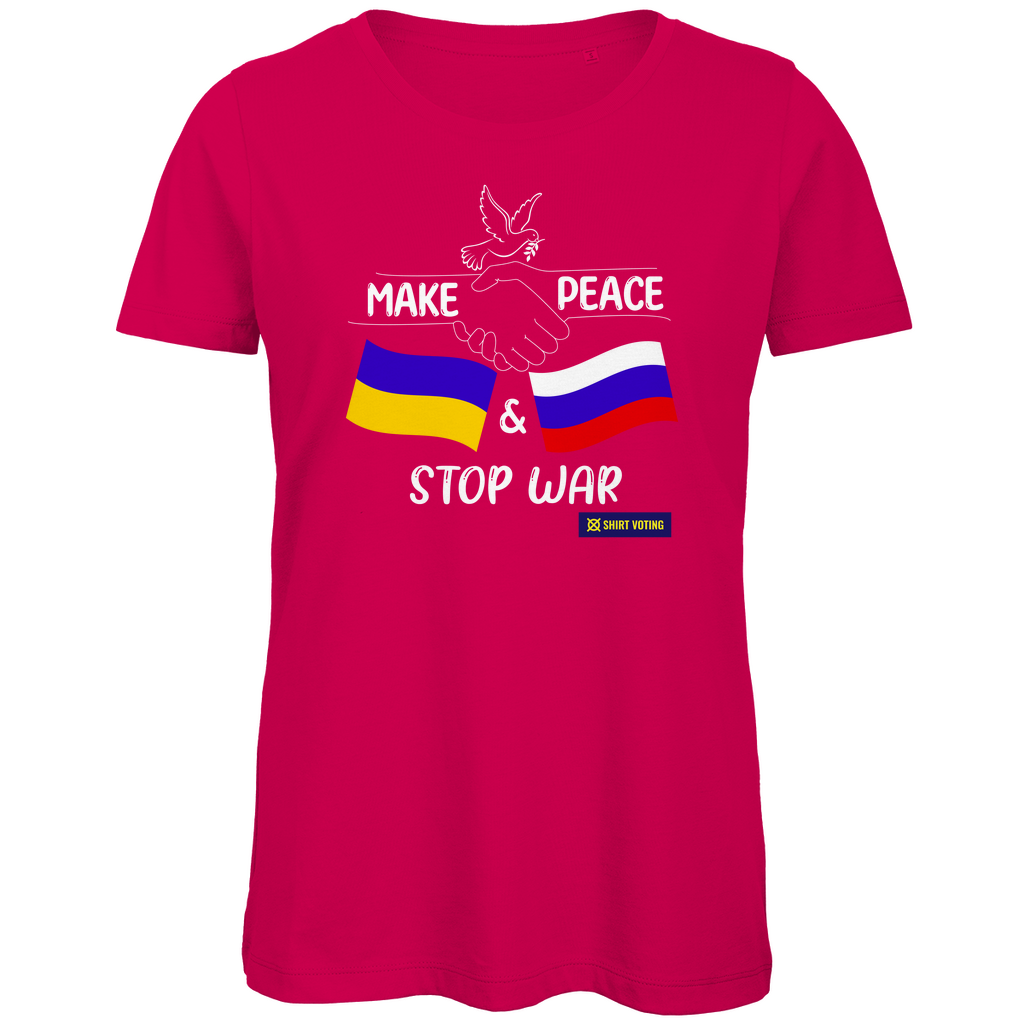 Damen Premium Bio T-Shirt Make Peace UA & RU